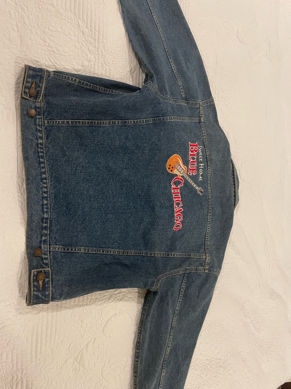 Haleman Casual Blue Denim Jacket Beautiful Embroidered Jacket